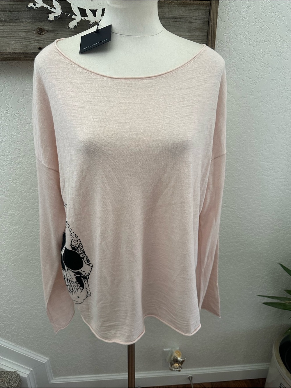 Skull Cashmere light pink lightweight cotton sweater ladies size L NWT